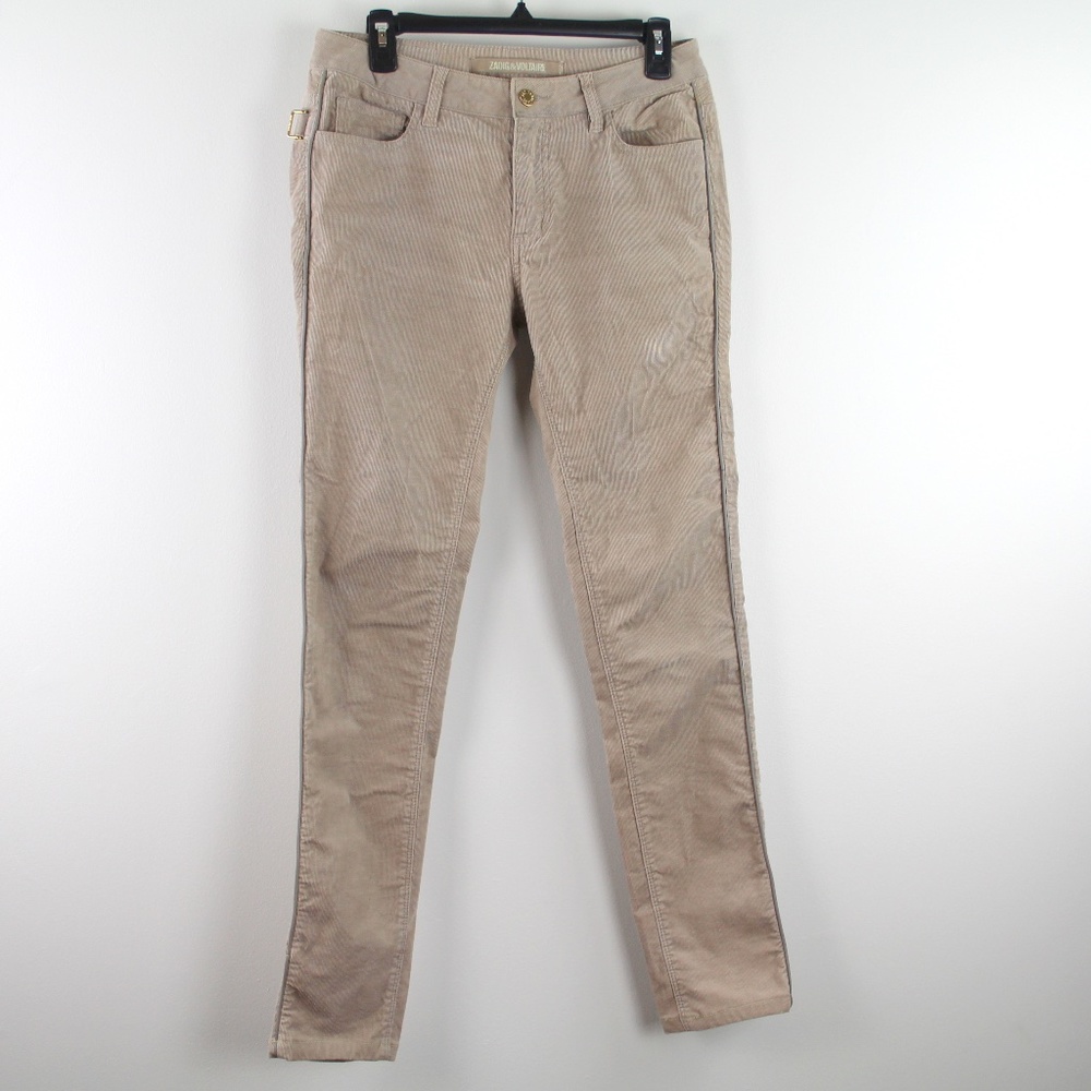 Zadig & Voltaire Eva Velours Beige Corduroy Pants 40 US 10